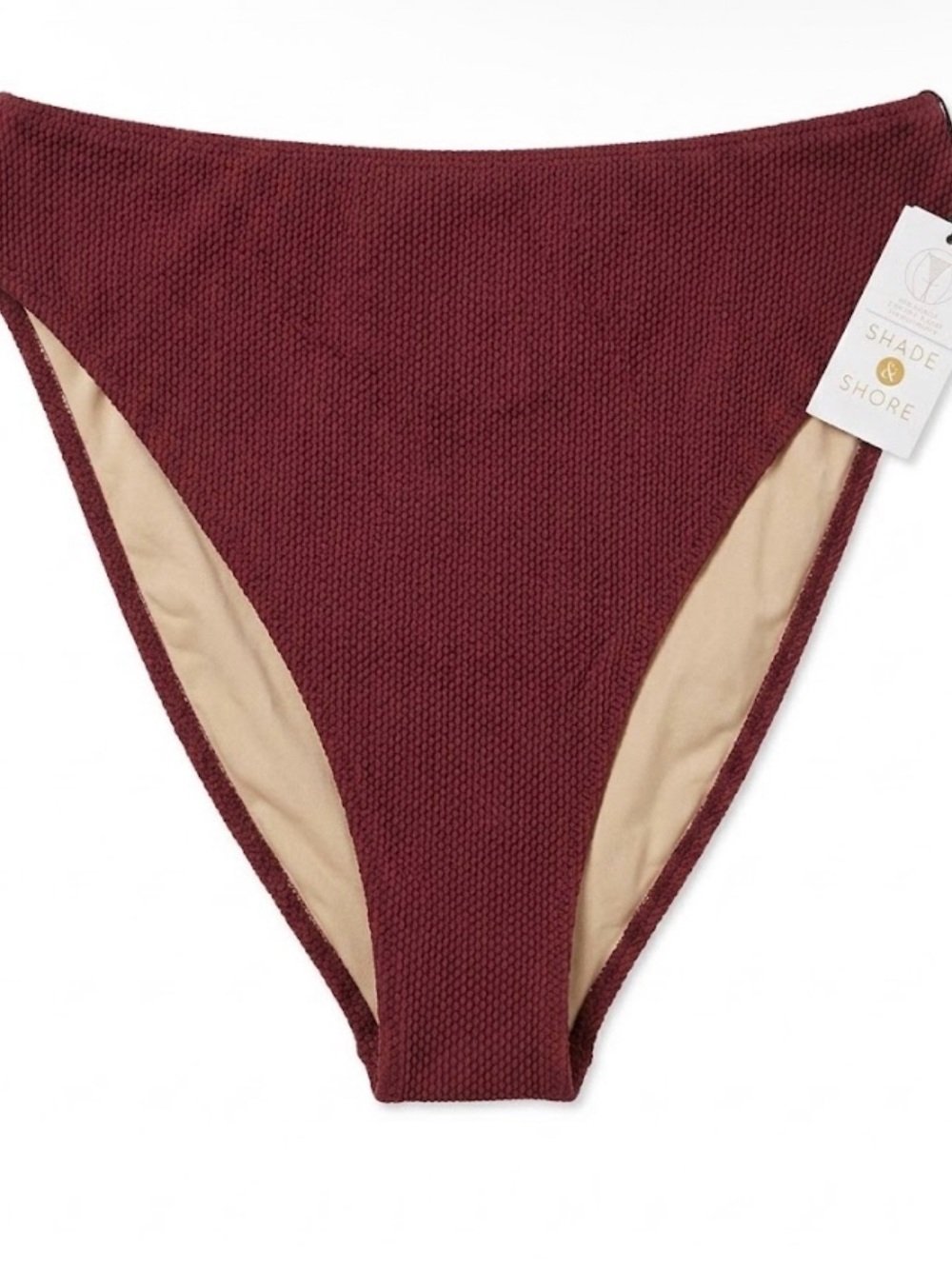 Shade & Shore Textured High Waist Extra High Leg Extra Cheeky Bikini Bottom